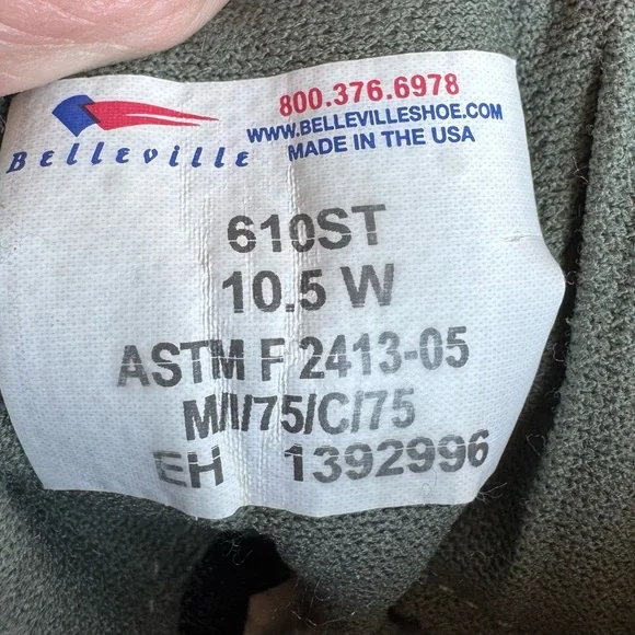 Belleville 610 ST Suede Military Boots Insulated Men’s Size 10.5W Green Outdoor - Picture 9 of 9